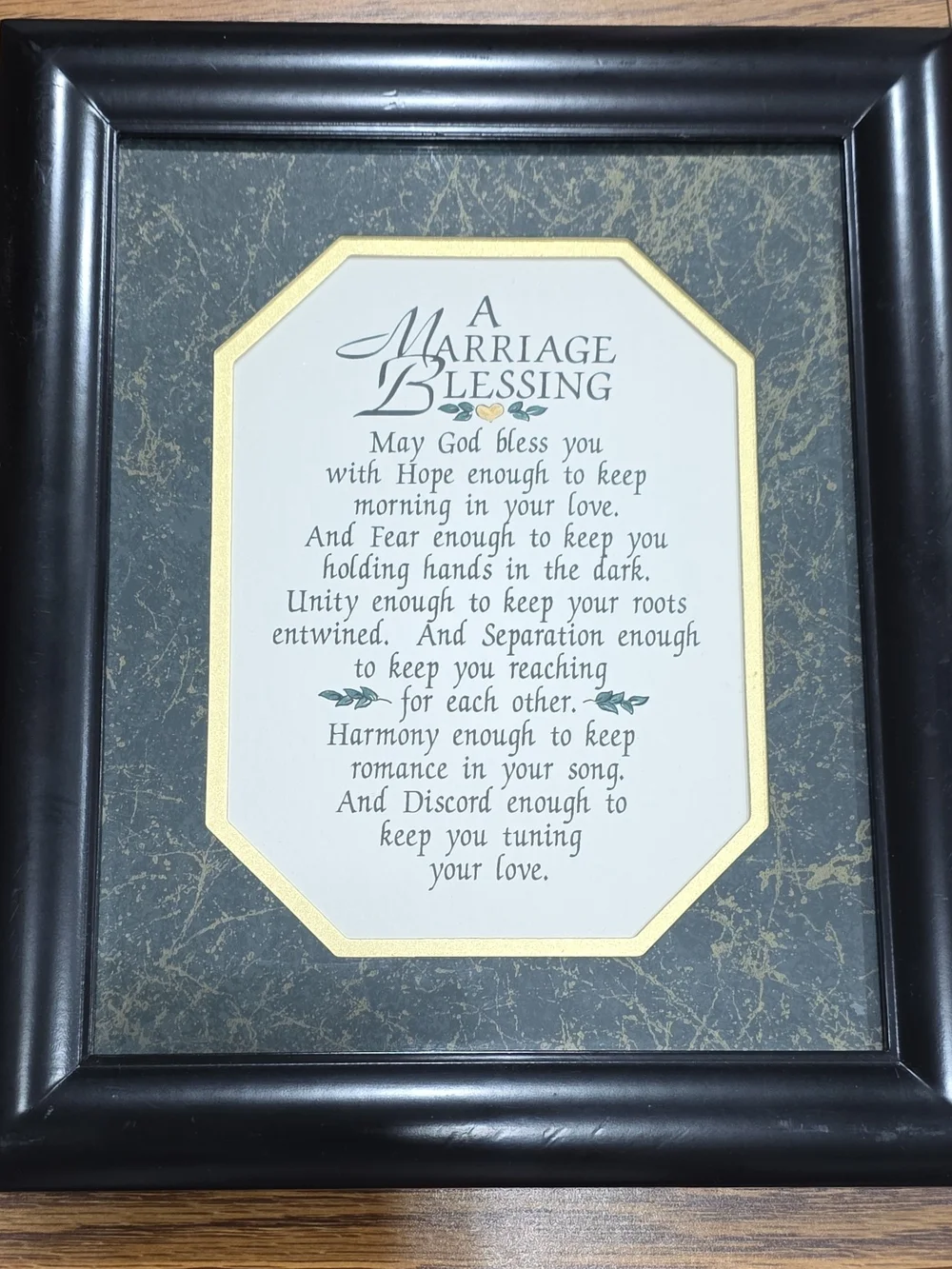 Black Framed 'A Marriage Blessing' Wall Art Vintage